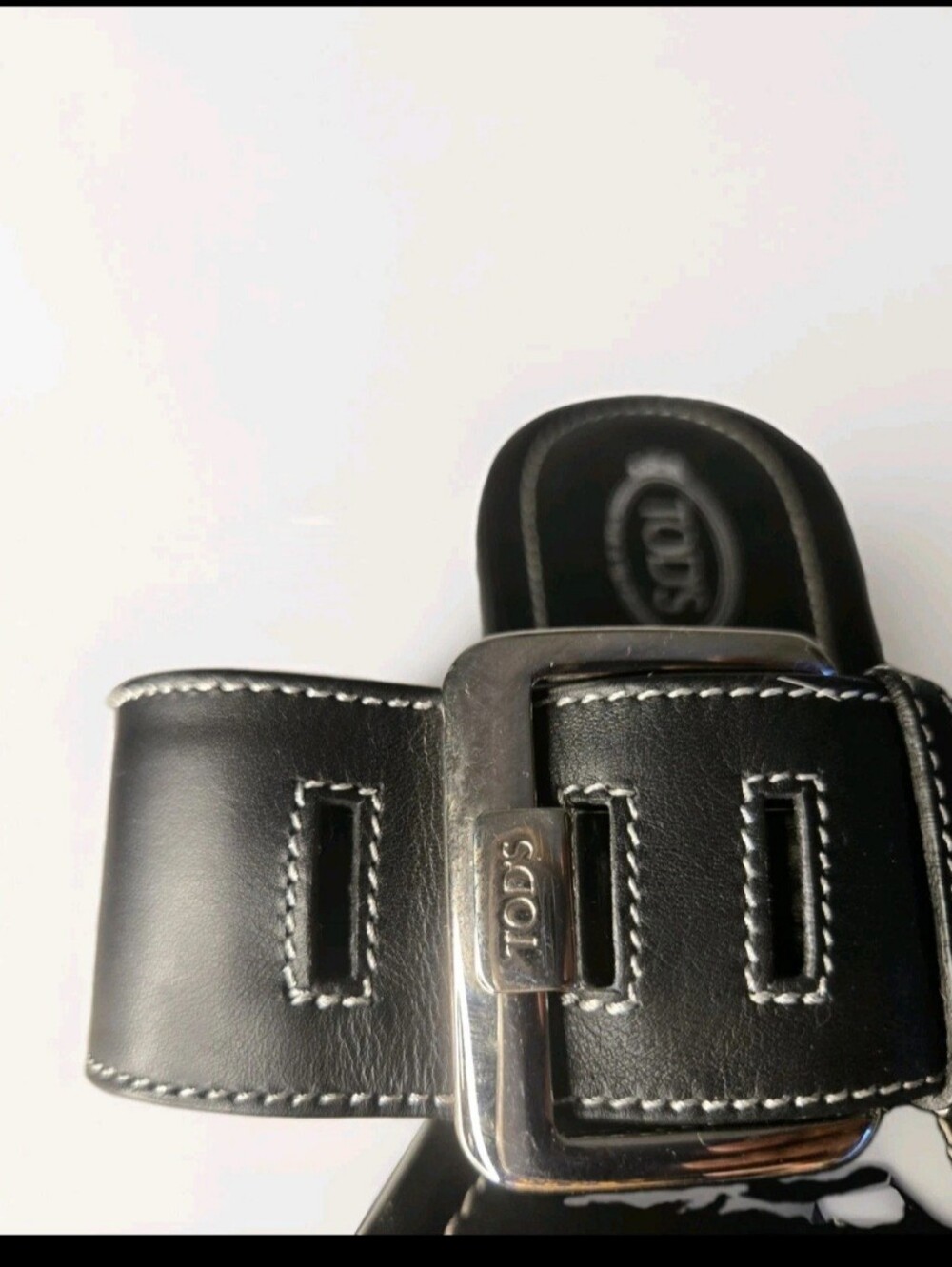 Tod's Black Leather Slide Sandals with Silver Buckle Accents Sz 41-EU - Picture 6 of 6